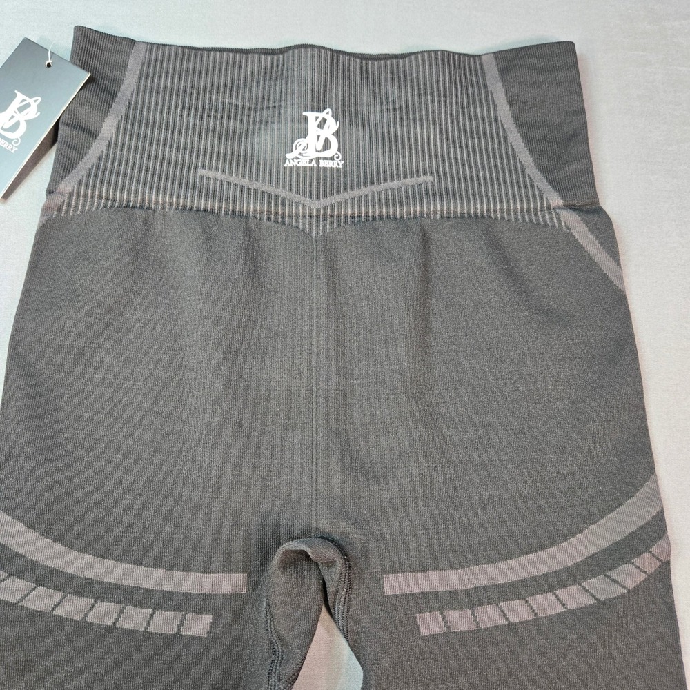Angela Berry Womens Seamless High Waisted Contour Leggings Gray Black Size L NEW - Picture 2 of 8